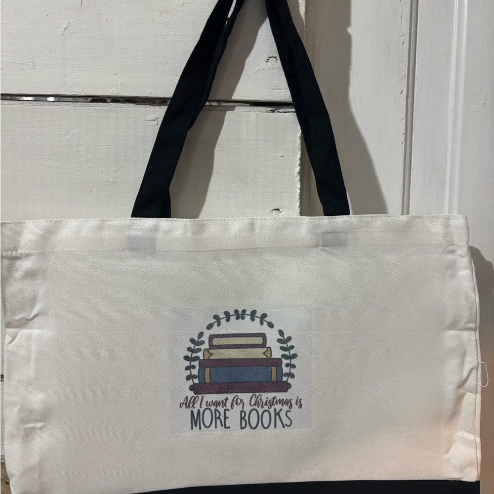 Canvas Tote Bag with Book Design